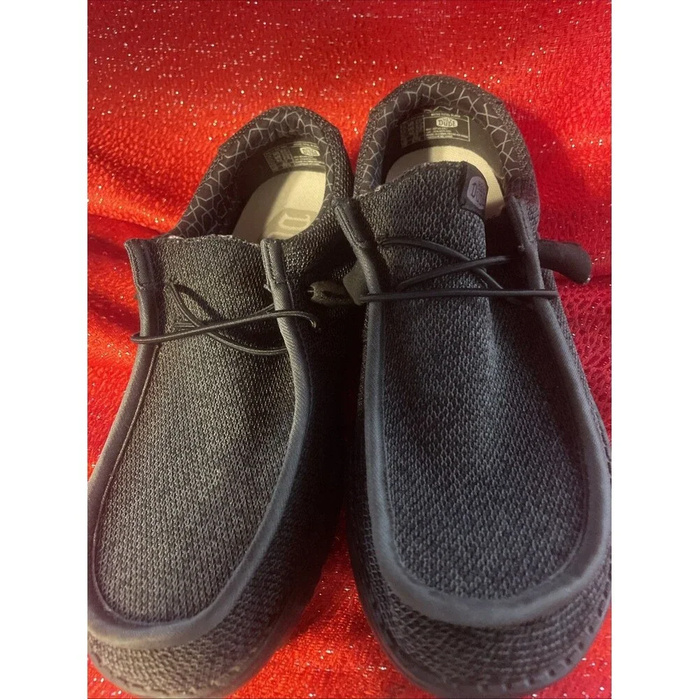 Hey Dude Men's Wally Sox Wide Size M9EE Loafer Shoes - Micro Total Black